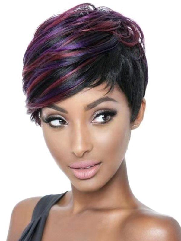 

Mixed Short Pixie Cut Straight Synthetic Wig, Multi