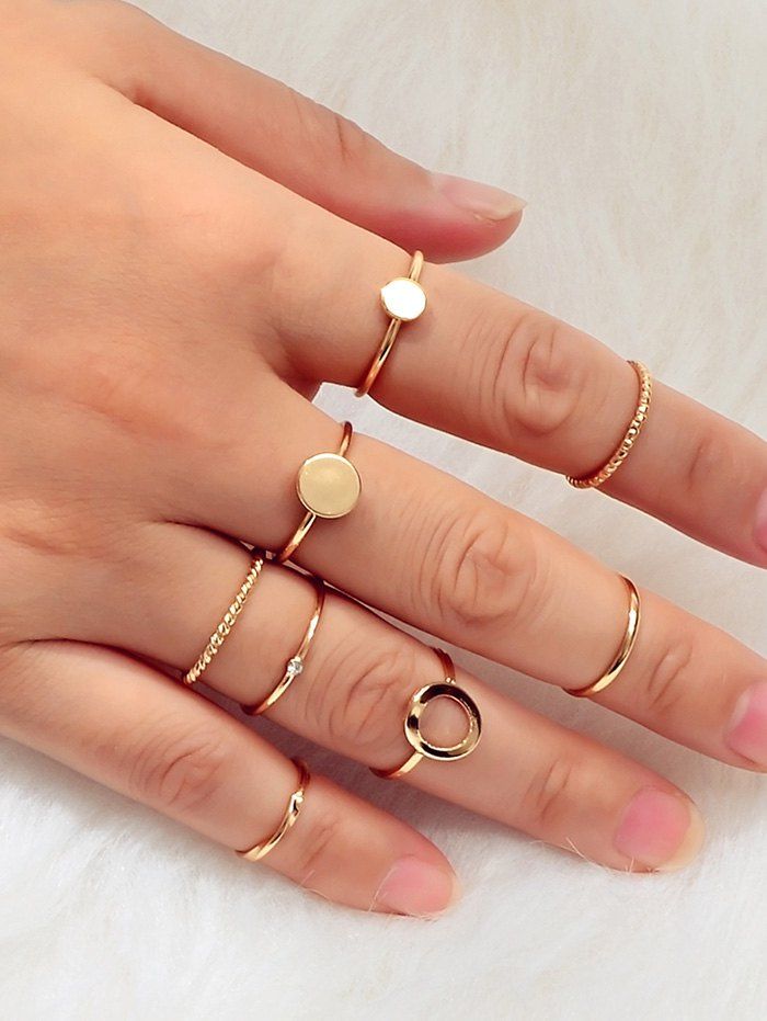

Alloy Circle Rings Set, Gold