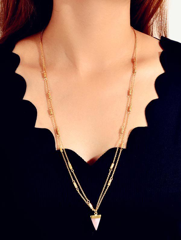 

Triangle Pendant Long Sweater Necklace, Gold