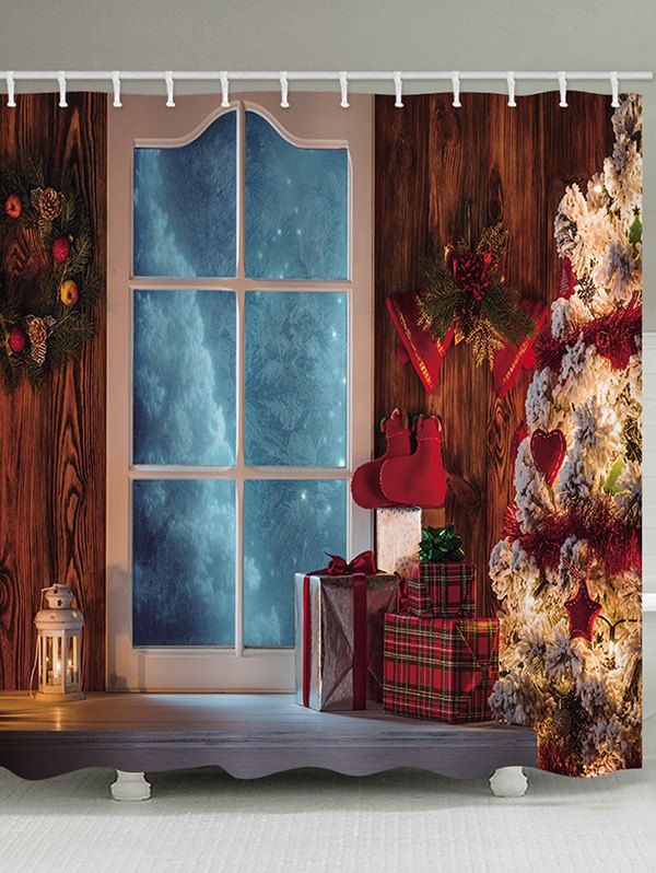 

Christmas Gift Waterproof Shower Curtain, Coffee