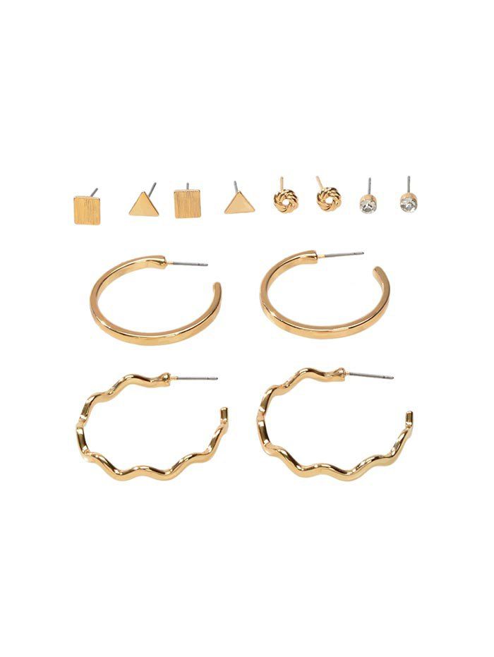 

6Pairs Brief Geometric Stud Earrings Set, Gold