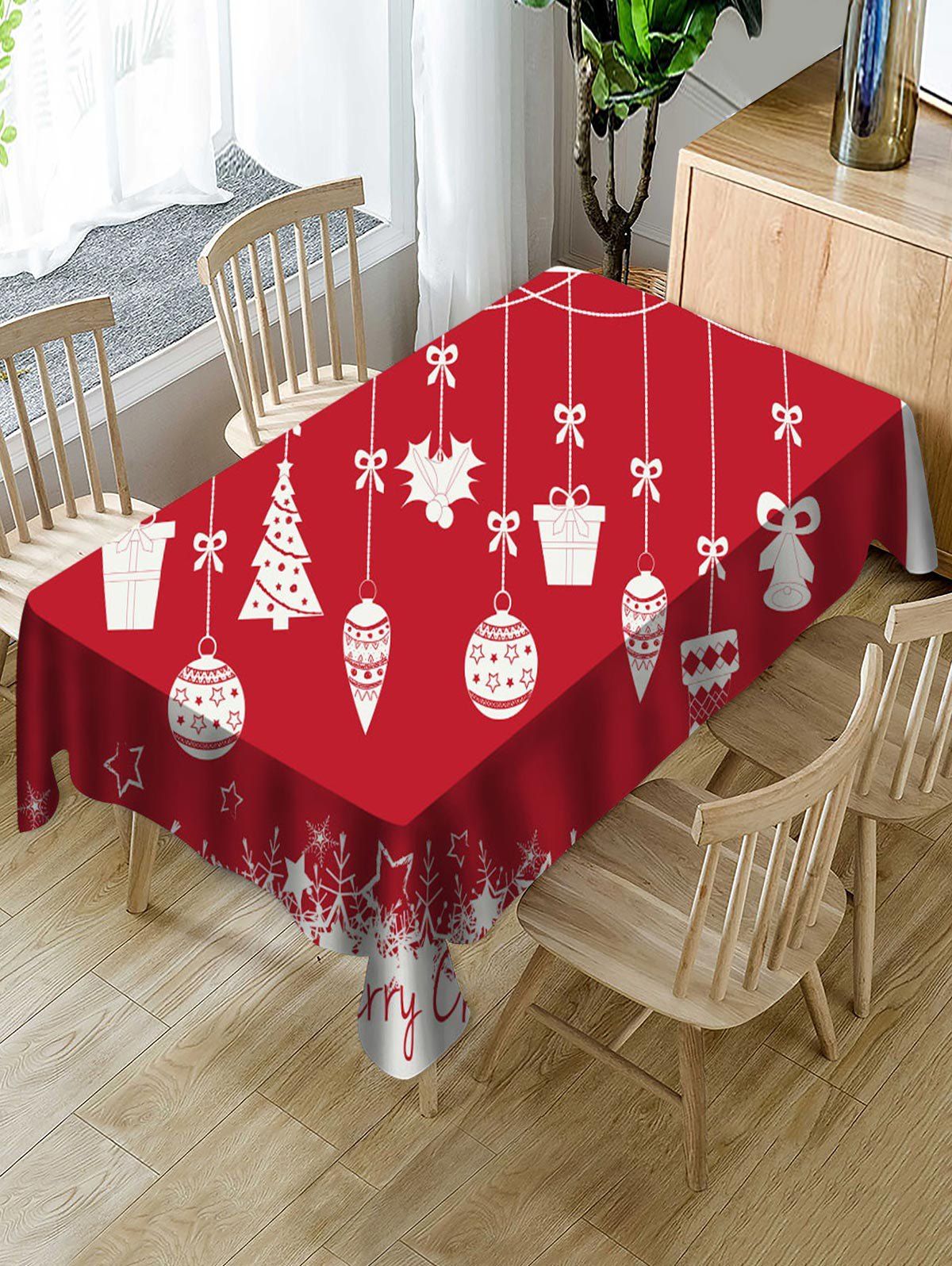 Nappe de Table Imperméable Cloche Sapin et Cadeaux de Noël Multi Largeur 60 x Longueur 84 pouces