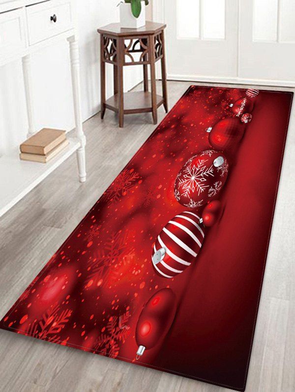 

Christmas Ball Snowflake Pattern Water Absorption Area Rug, Multi