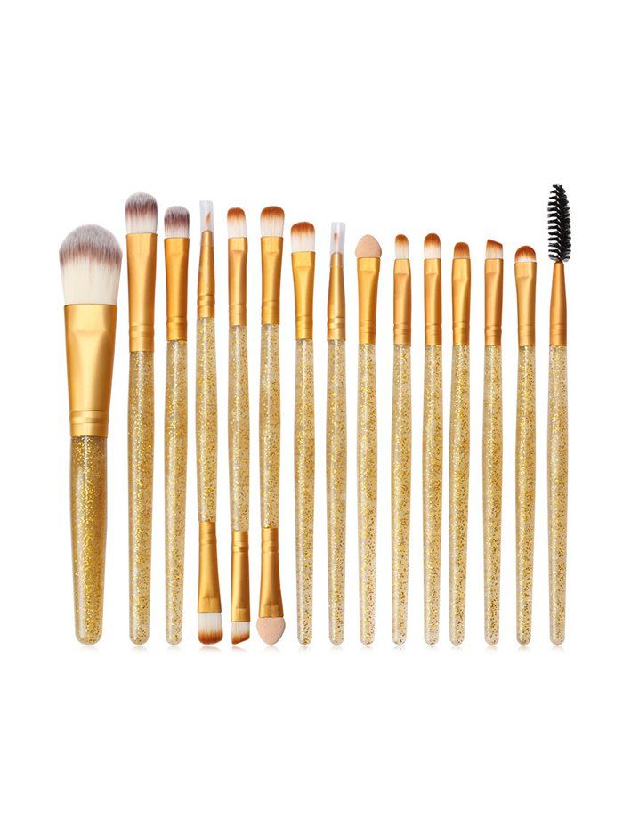 

15Pcs Glitter Handle Powder Makeup Brushes, Multi-a