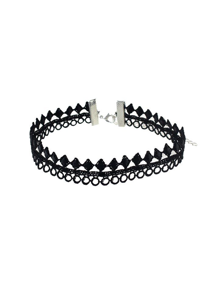 

Hollow Lace Geometric Choker Necklace, Black