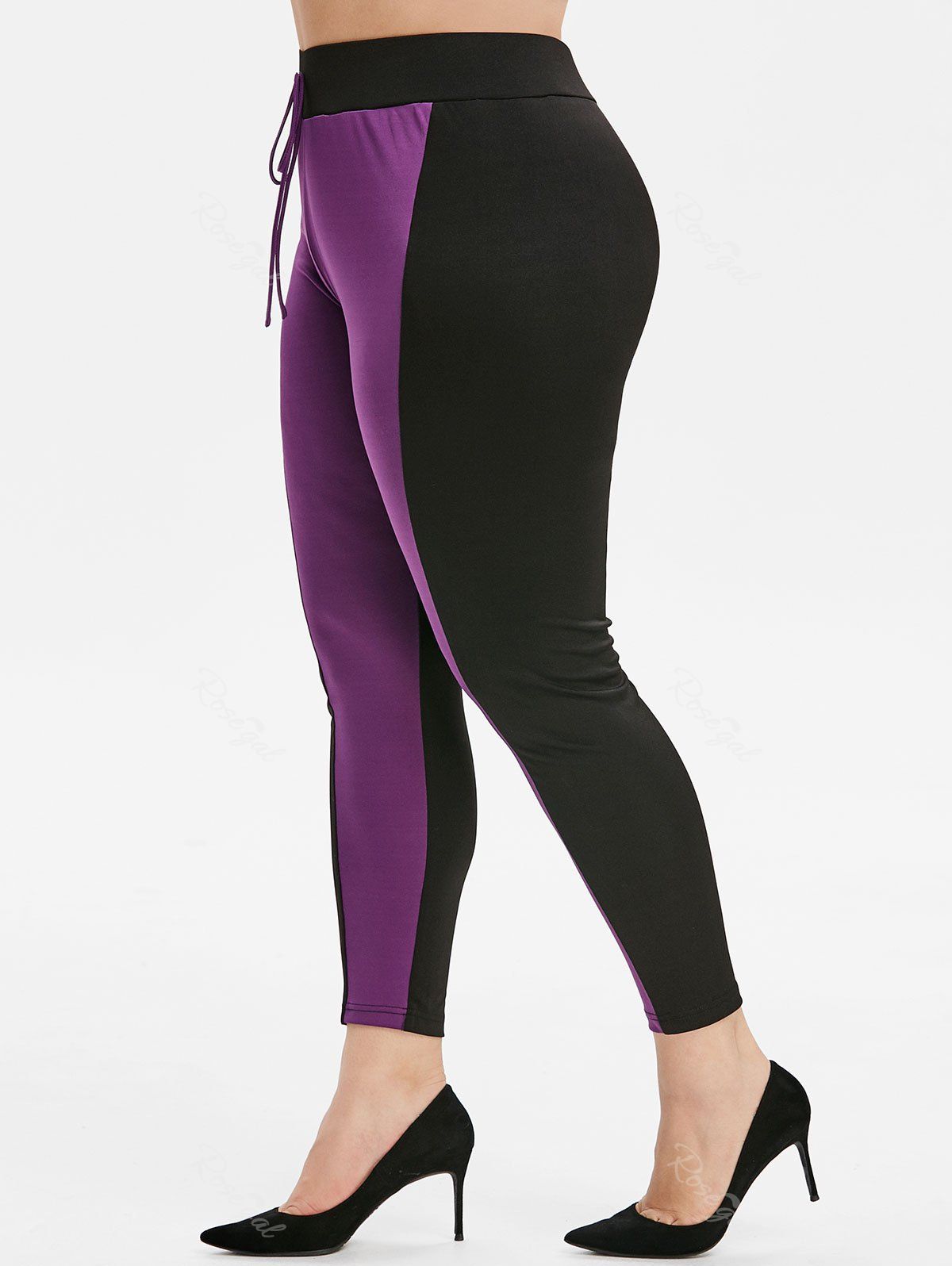 

Plus Size Knotted Front Contrast Tapered Leggings, Multi