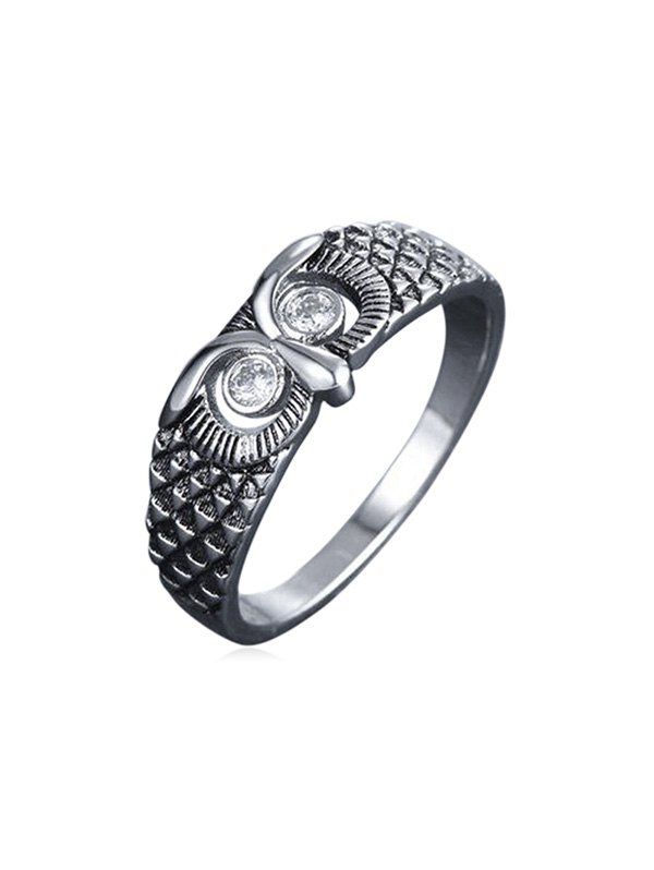 

Antique Owl Hollow Rhinestone Engraved Ring, Silver