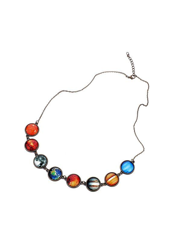 

Universe Eight Planets Pattern Luminous Necklace, Bronze