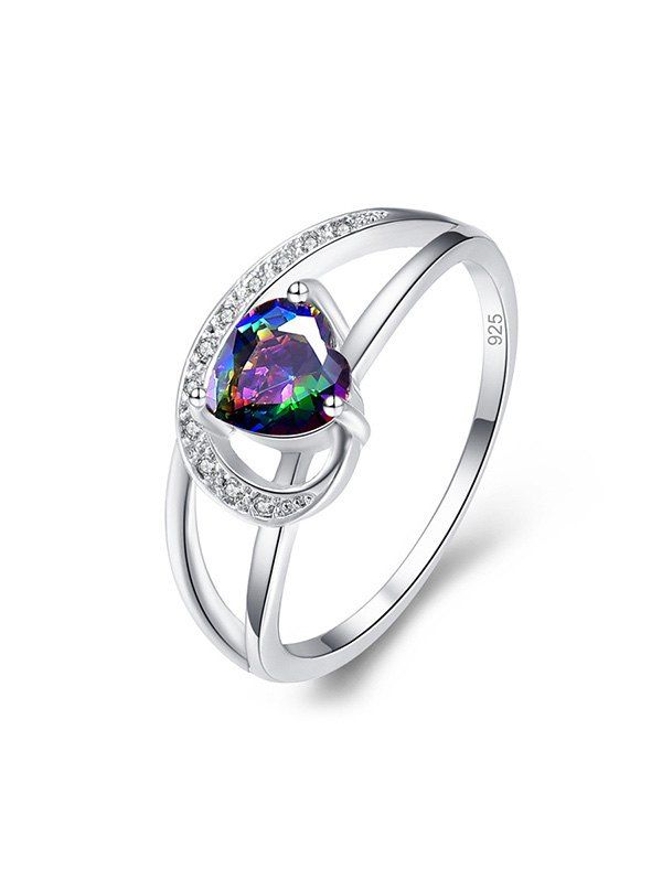 

Hollow Rhinestone Heart Zircon Engagement Ring, Silver
