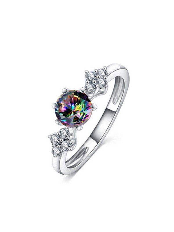 

Metal Round Zircon Rhinestone Engagement Ring, Silver