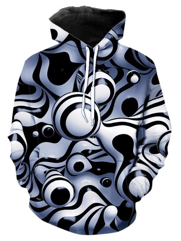 

Abstract Ball Print Front Pocket Drawstring Hoodie, Multi