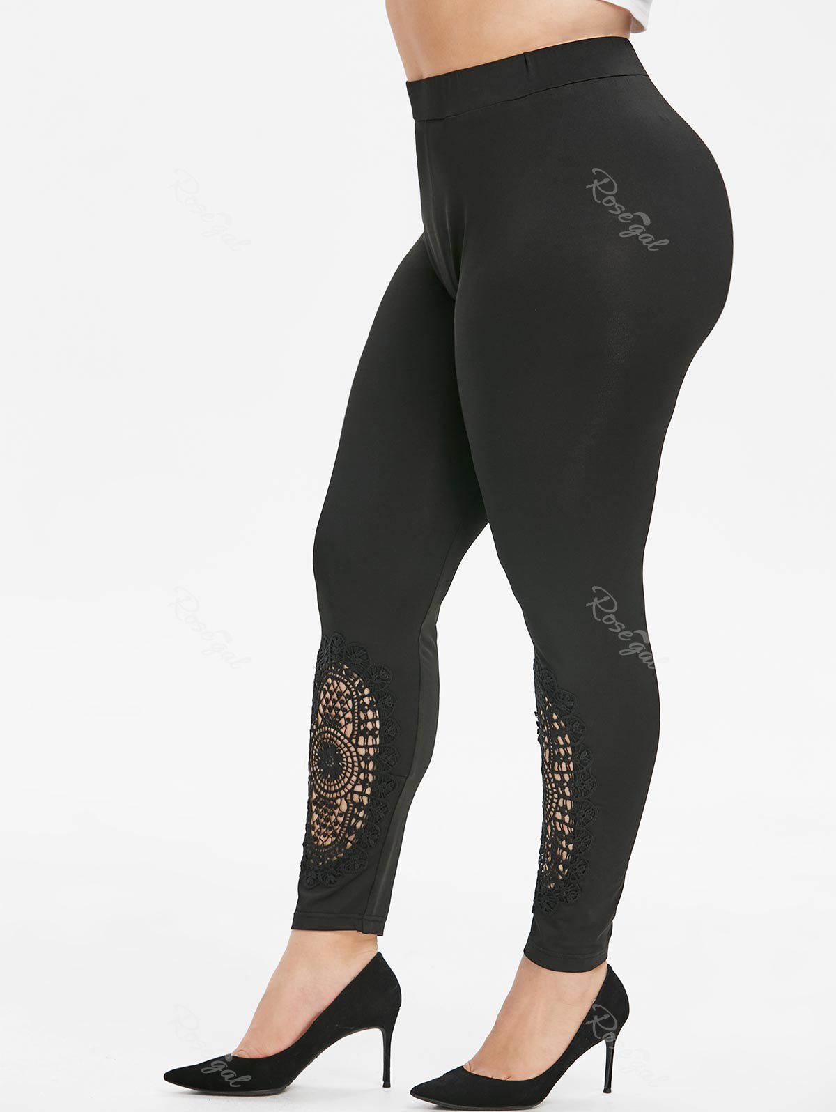 

Plus Size Guipure Lace High Waisted Leggings, Black