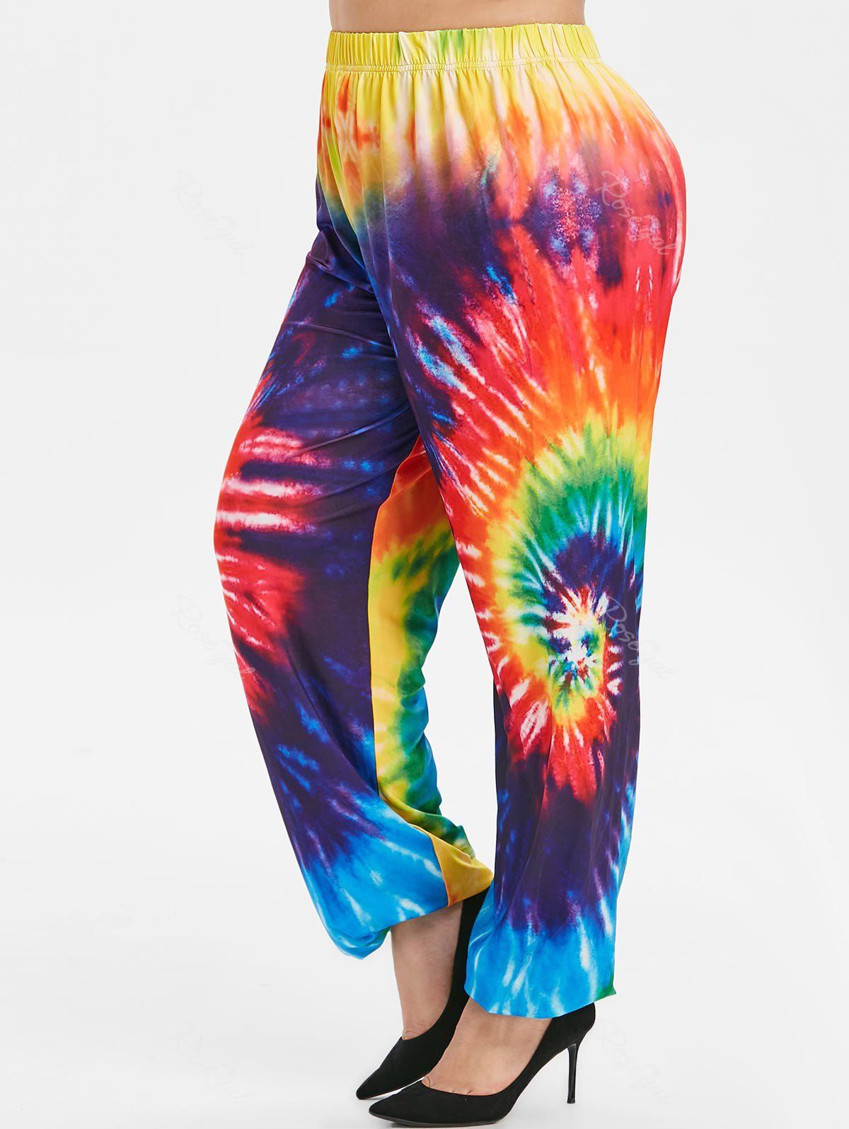 

Plus Size Spiral Tie Dye Print Jogger Pants, Multi