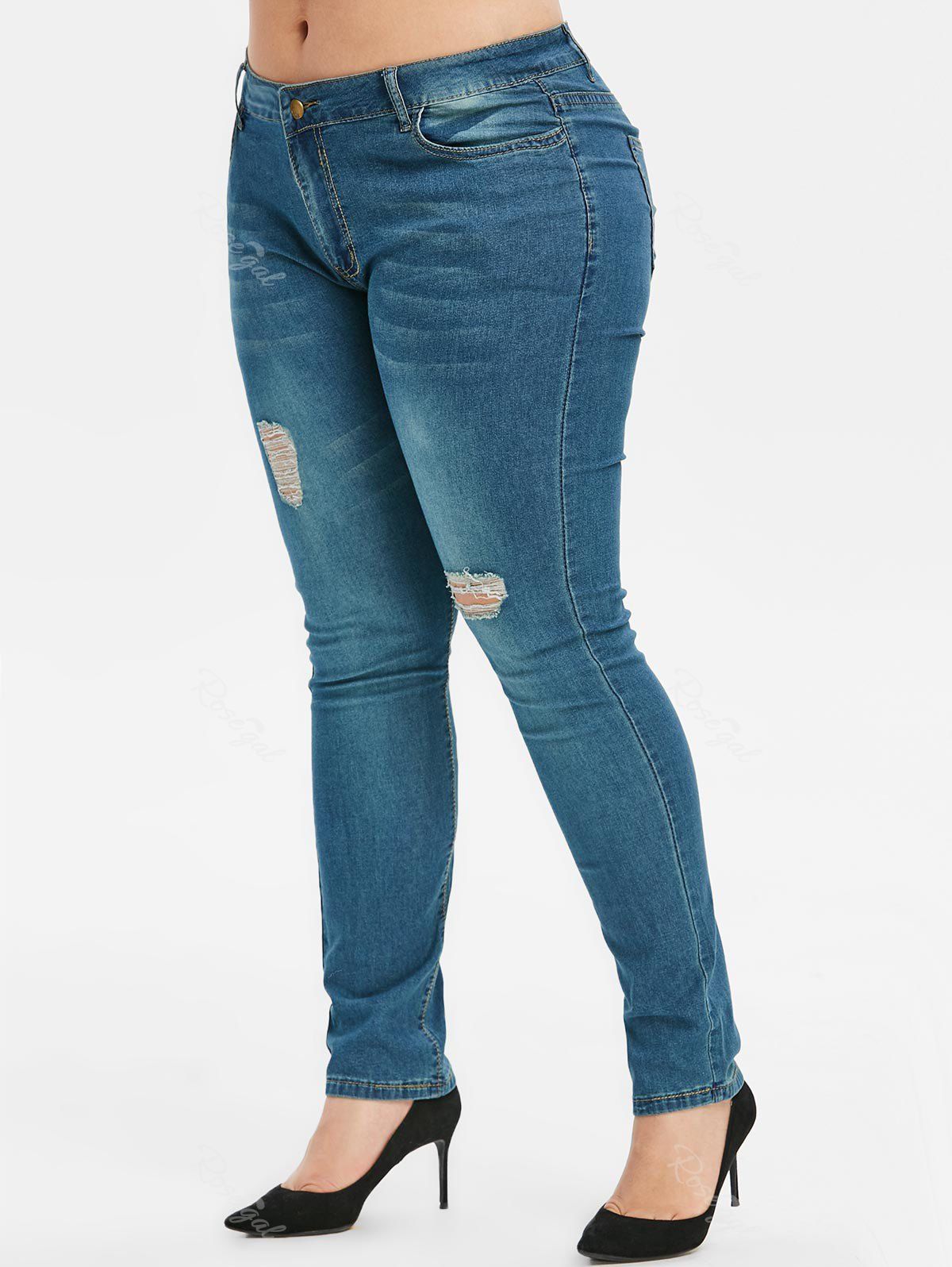 

Plus Size Distressed Jeans, Blue