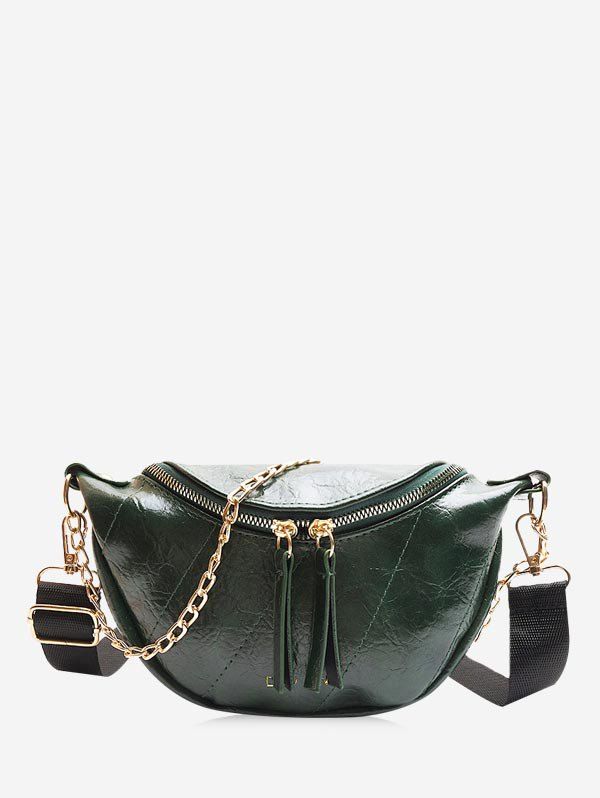 

Letter Gilding Print PU Crossbody Bag, Dark green