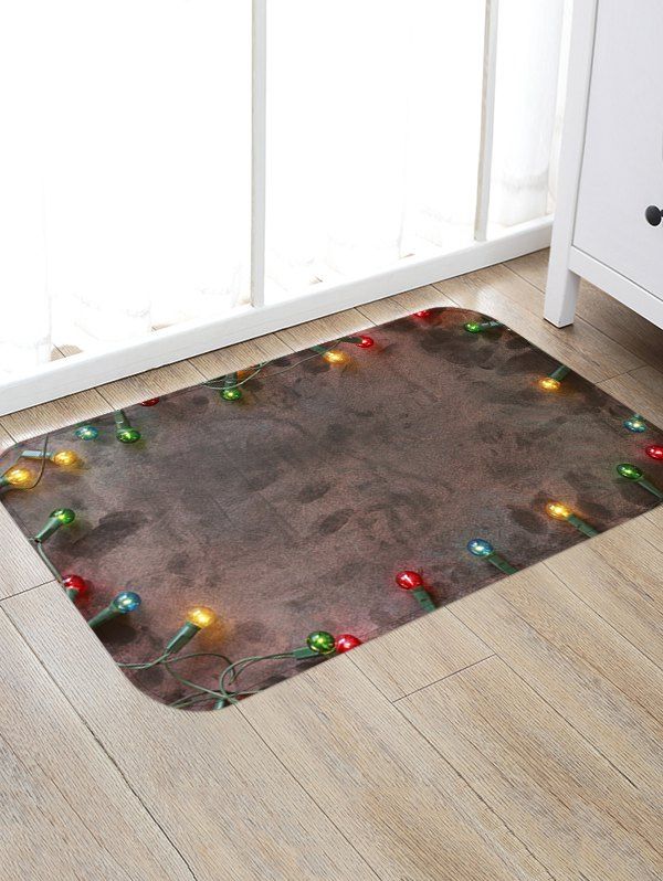 

Christmas Colorful String Light Pattern Water Absorption Area Rug, Coffee