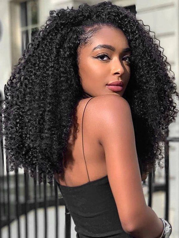 37 Off Synthetic Free Part Afro Curly Long Wig Rosegal