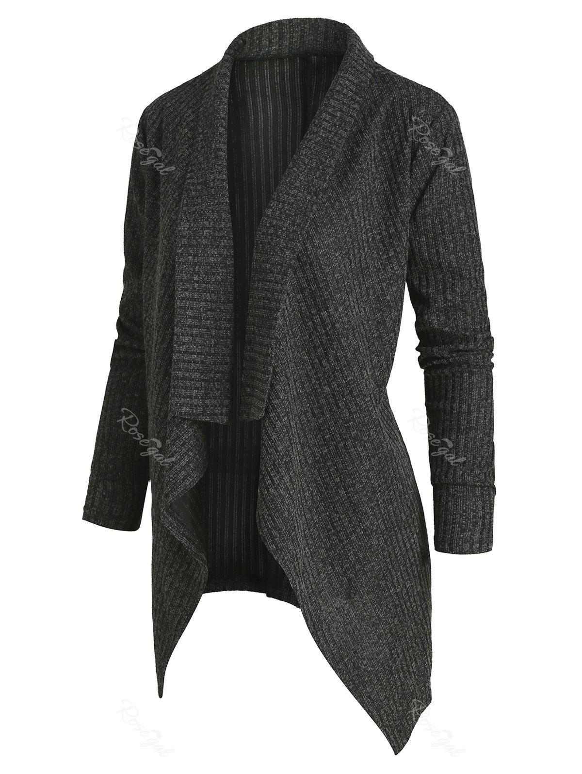 

Plus Size Heathered Drape Front Cardigan, Dark gray