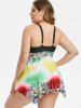 Plus Size Ombre Snake Print Tankini Swimsuit -  