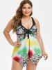 Plus Size Ombre Snake Print Tankini Swimsuit -  