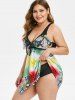 Plus Size Ombre Snake Print Tankini Swimsuit -  