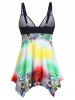 Plus Size Ombre Snake Print Tankini Swimsuit -  