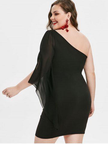 

Plus Size One Shoulder Sequin Party Cocktail Dress, Black