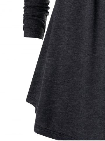 

Plus Size Ruched Contrast Lace T Shirt, Ash gray