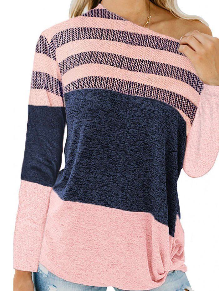 

Twisted Striped Longline T-shirt, Pink