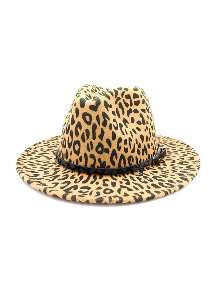 

Vintage Leopard Printed Jazz Hat, Light khaki