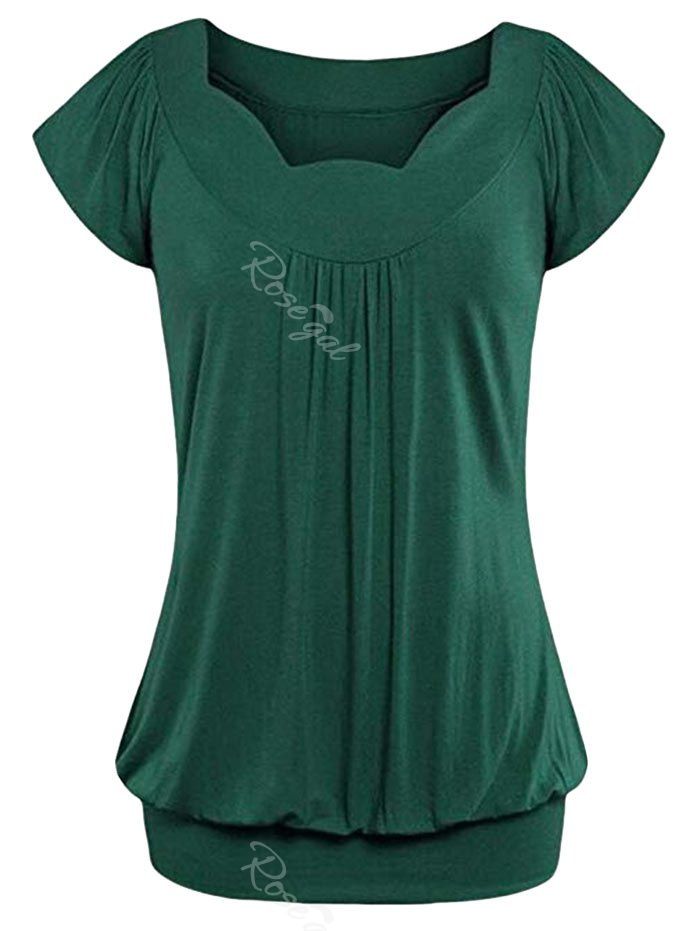 

Plus Size Plain Blouson Tunic Tee, Medium sea green