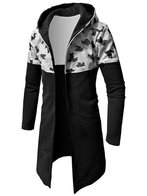

Camo Print Spliced Design Hoodie, Gray