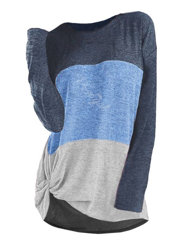 

Plus Size Colorblock Twisted Longline T-shirt, Multi-c