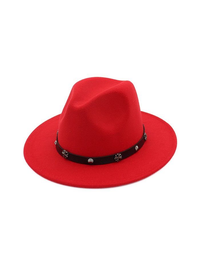 

Alloy Embellished Belt Jazz Hat, Red