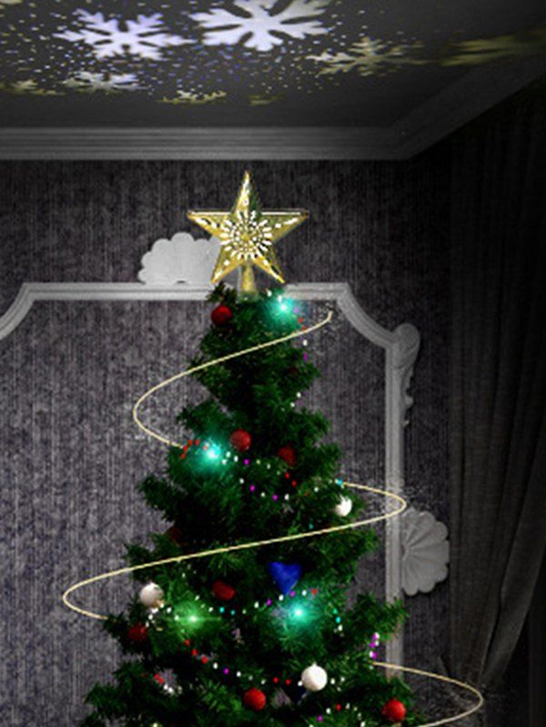

Star Shape Christmas Tree Topper with Rotatable LED Projector Light, Gold