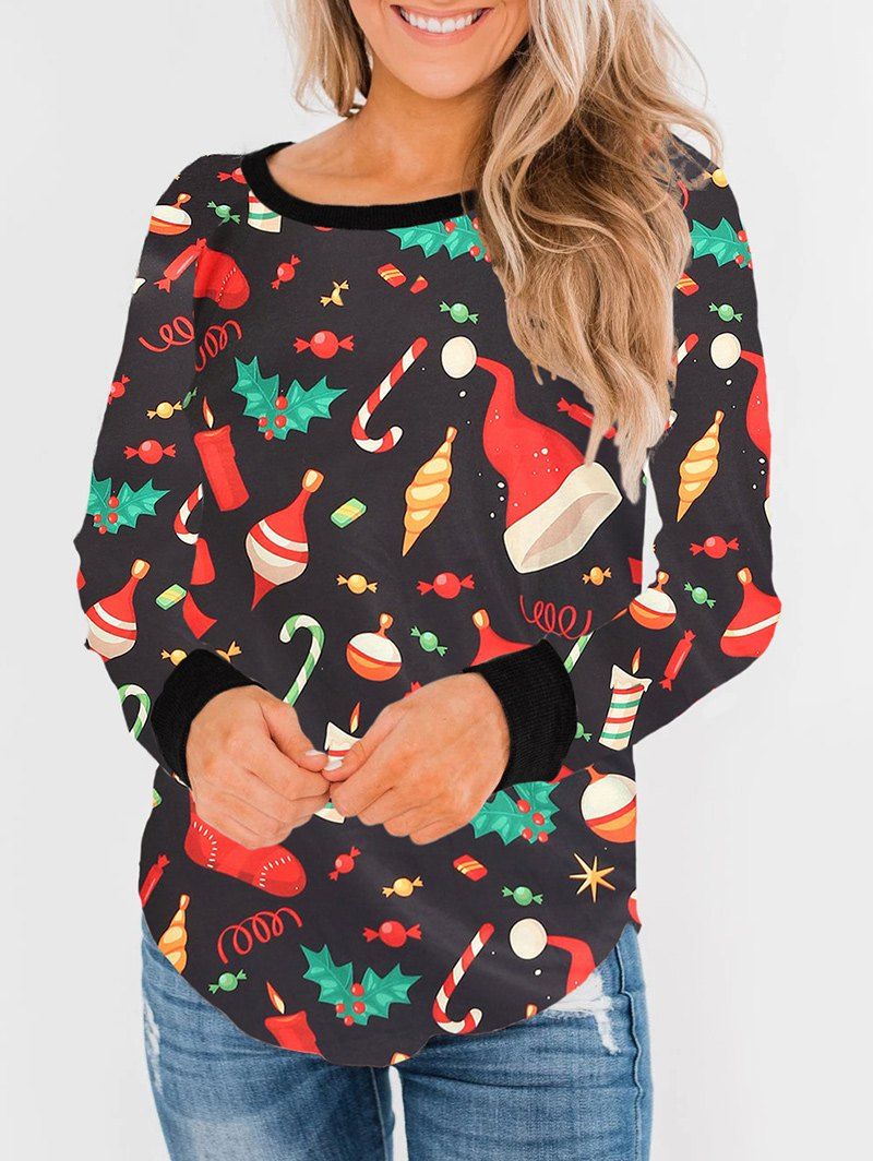 

Santa Claus Long Sleeves Christmas Tee, Multi-a