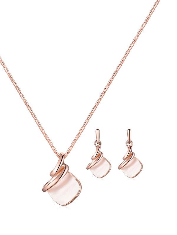 

Brief Geometric Necklace Earrings Set, Rose gold