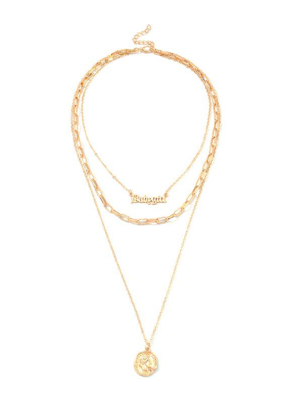 

Monogram Portrait Pendant Layered Necklace, Gold