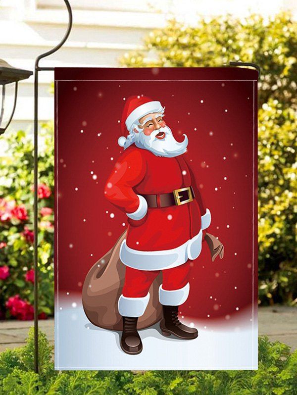 

Christmas Santa Claus Snow Print Garden Flag, Red wine
