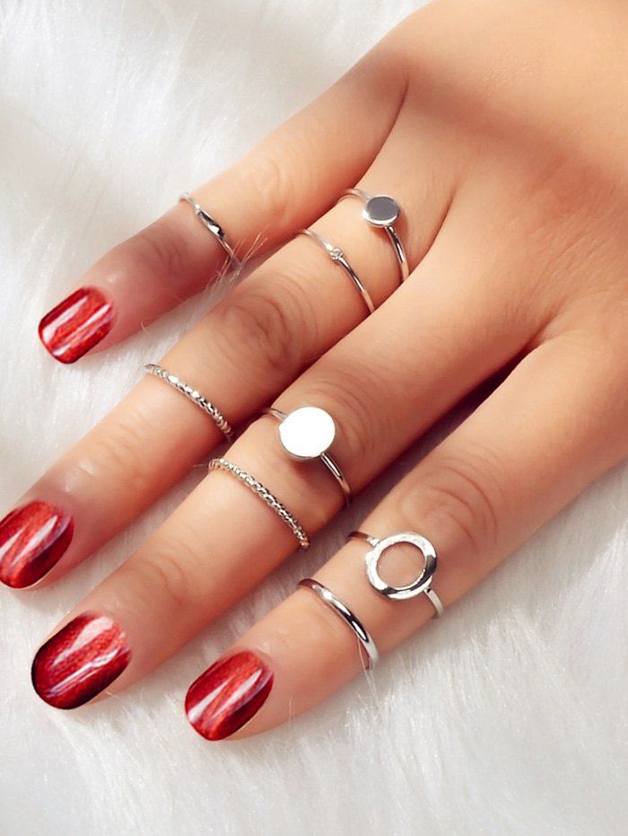 

Alloy Circle Rings Set, Silver