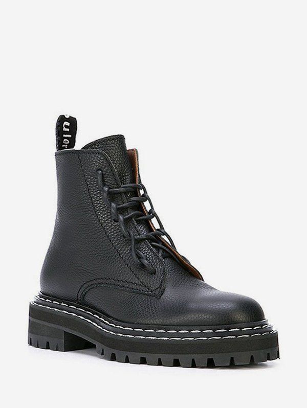 

Creative Lace Up Chunky Heel Ankle Boots, Black