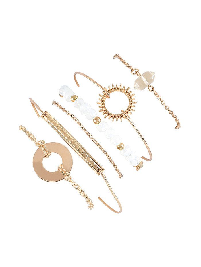 

6PCS Artificial Crystal Alloy Sun Bracelets, Gold