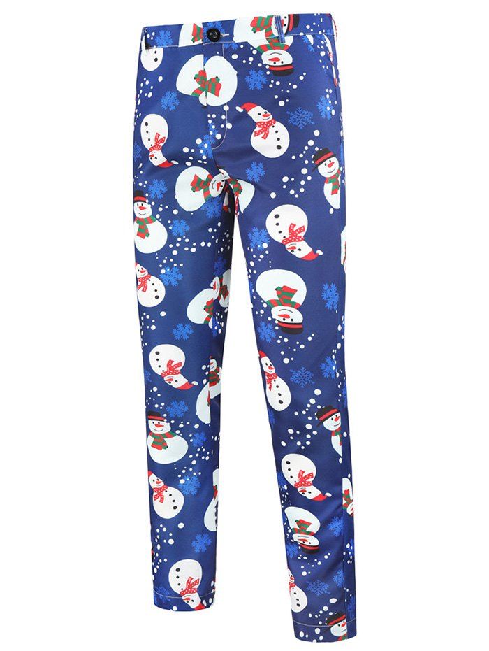 

Christmas Snowflake Snowman Pattern Chino Pants, Blue