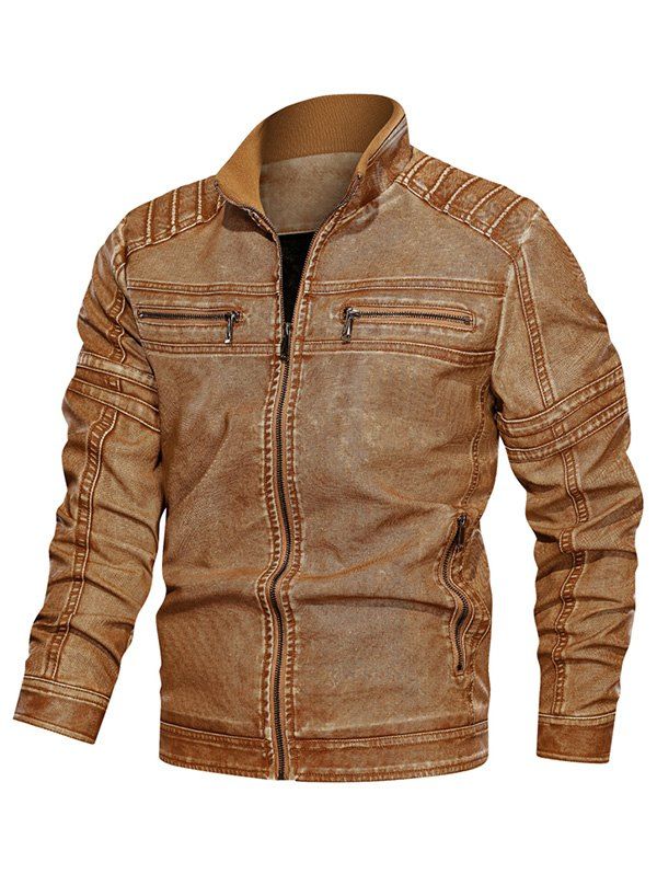 

Solid Color Zipper Pocket Decorated Jacket, Bee yellow