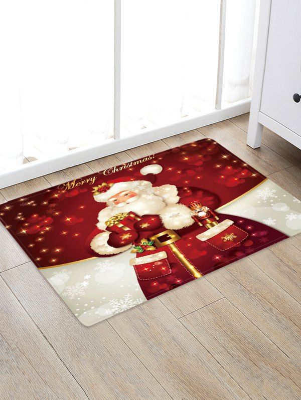 

Christmas Letter Santa Claus Print Floor Rug, Multi