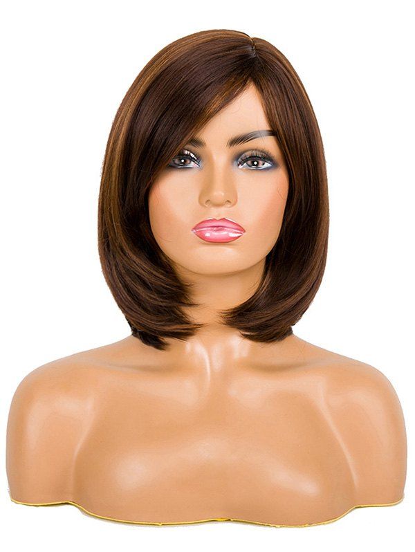 

Side Part Medium Straight Bob Synthetic Wig, Coffee