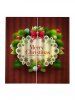 2 Panels Christmas Ball Wreath Greeting Print Window Curtains -  