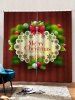 2 Panels Christmas Ball Wreath Greeting Print Window Curtains -  