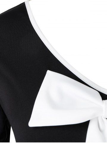 

Plus Size Bowknot Long Sleeve T-Shirt, Black