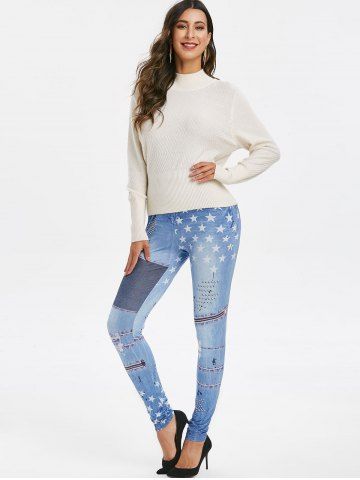 

Funny Graphic Star Jeggings, Jeans blue